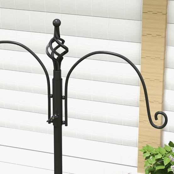 Station de nourrissage oiseaux acier jardin extérieur 4 crochets 208cm noir - ComfortXL Outdoor Living - Image 7