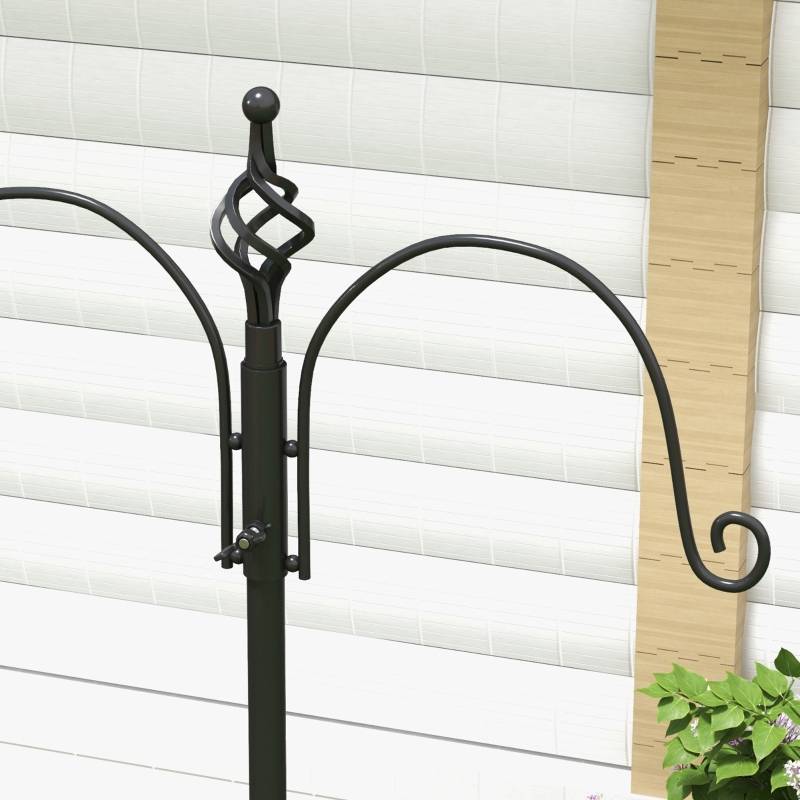 Station de nourrissage oiseaux acier jardin extérieur 4 crochets 208cm noir - ComfortXL Outdoor Living - Image 7