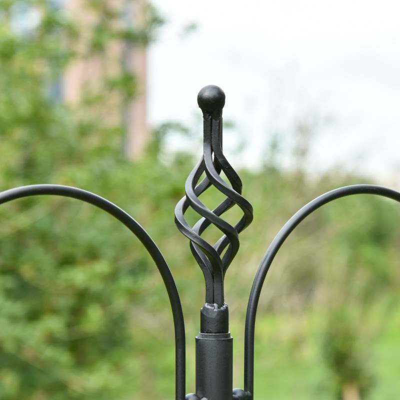 Station de nourrissage oiseaux acier jardin extérieur 4 crochets 208cm noir - ComfortXL Outdoor Living - Image 8