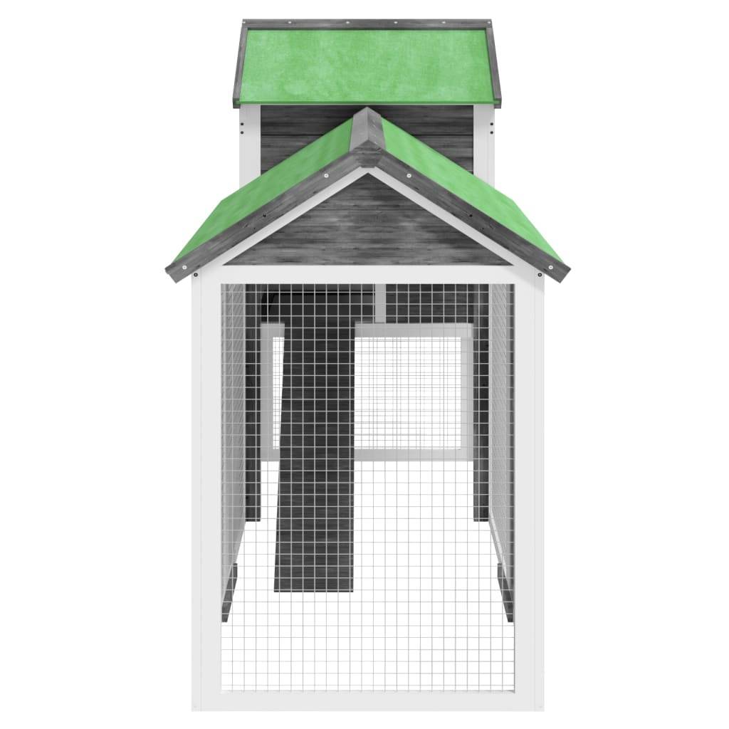 Grand Poulailler Bois Pin Massif Jardin Extérieur Parc Nichoir 193x65x117cm Gris - ComfortXL Outdoor Living - Image 5