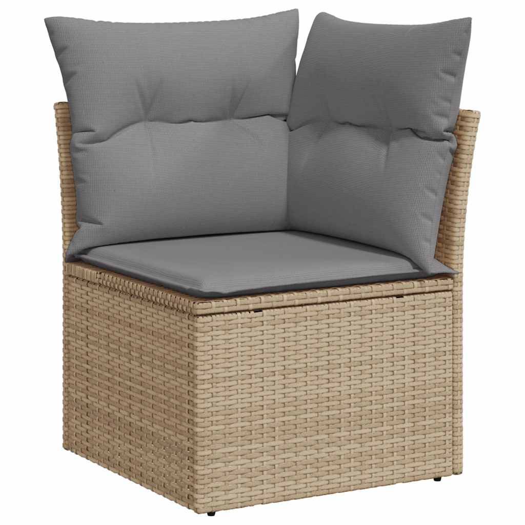 Salon de jardin 9 éléments beige résine tressée avec table bois transformable et rangements – ComfortXL Outdoor Living - Image 6