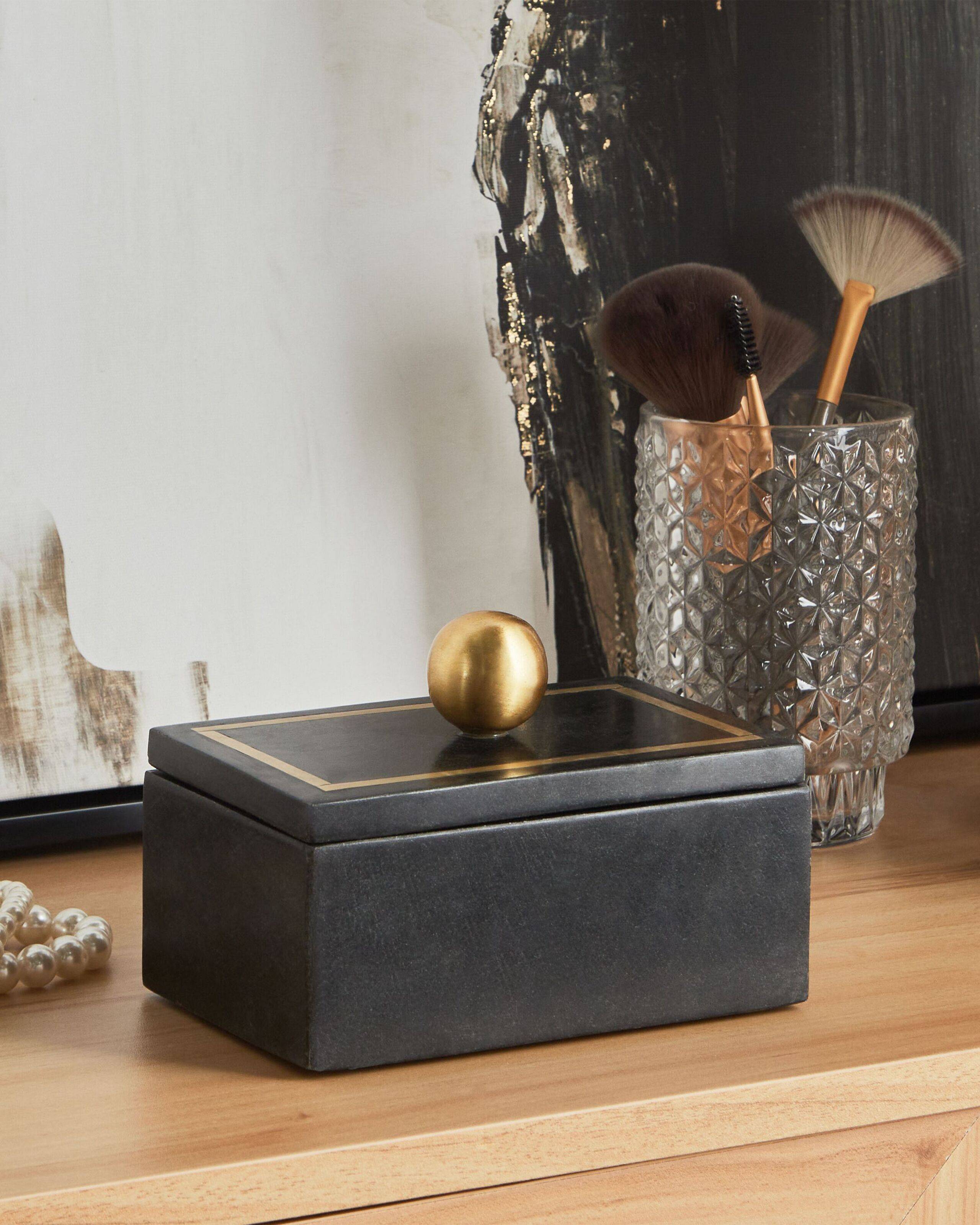 Beliani - Boîte Décorative Noire Marbre de Rangement pour Bijoux Style Moderne Glam - Imagen 2