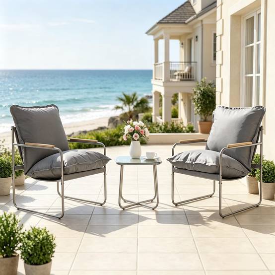 Set gris compact – résistant UV, parfait pour petits espaces - Image 1