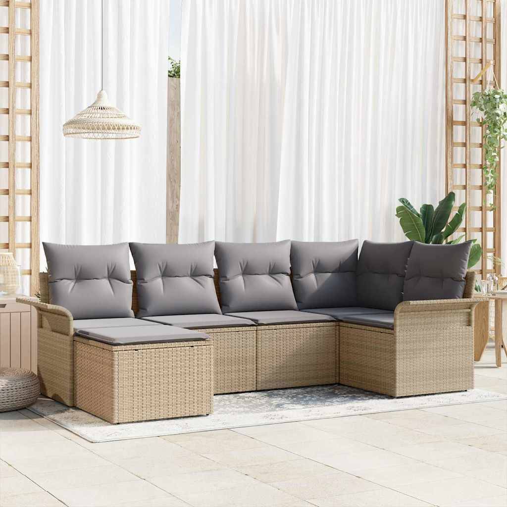 ComfortXL - Salon de jardin 6 places avec repose-pieds et rangement intégré Beige – ComfortXL Outdoor Living - Image 1