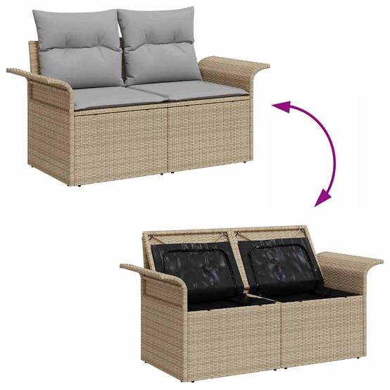 ComfortXL - Salon de jardin 6 places avec repose-pieds et rangement intégré Beige – ComfortXL Outdoor Living - Image 4
