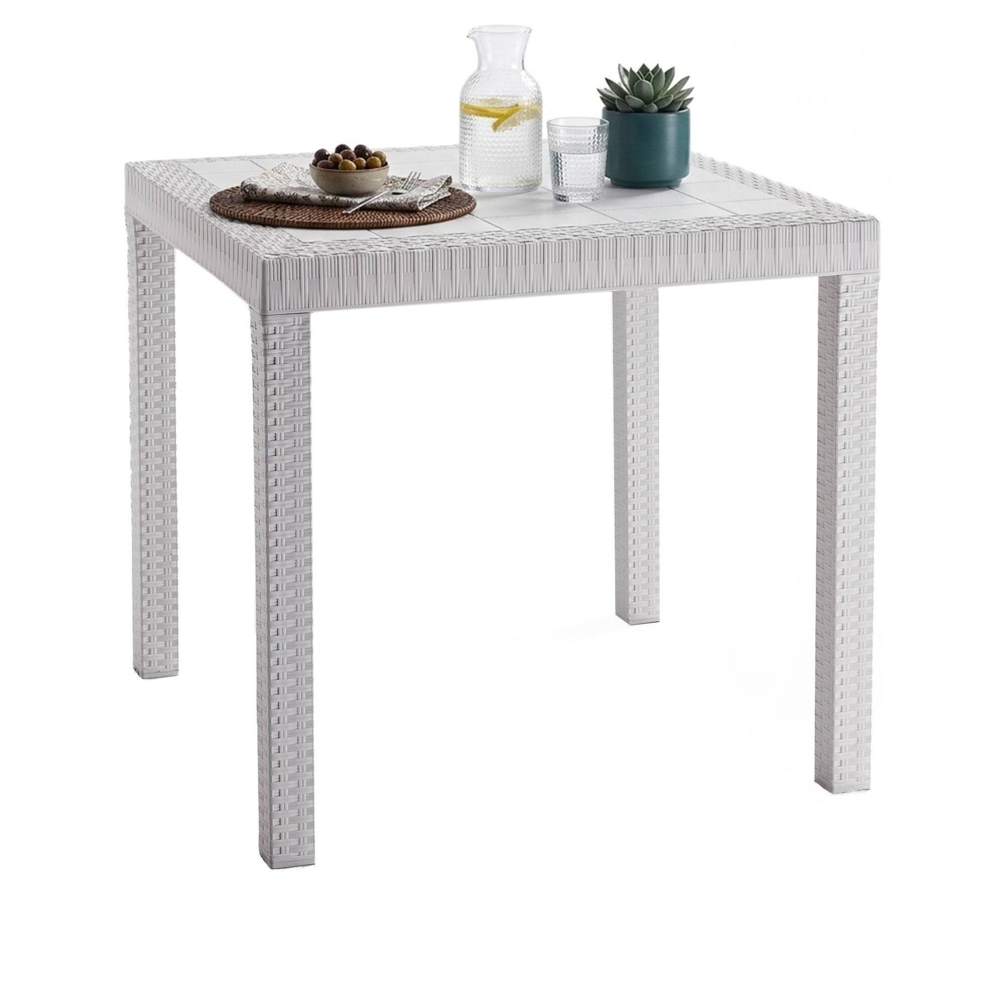 Dmora - Table d'extérieur Marte, Base pique-nique, Table de jardin, Table d'extérieur polyvalent, Made in Italy, 80x80 h74 cm, Blanc - Imagen 1