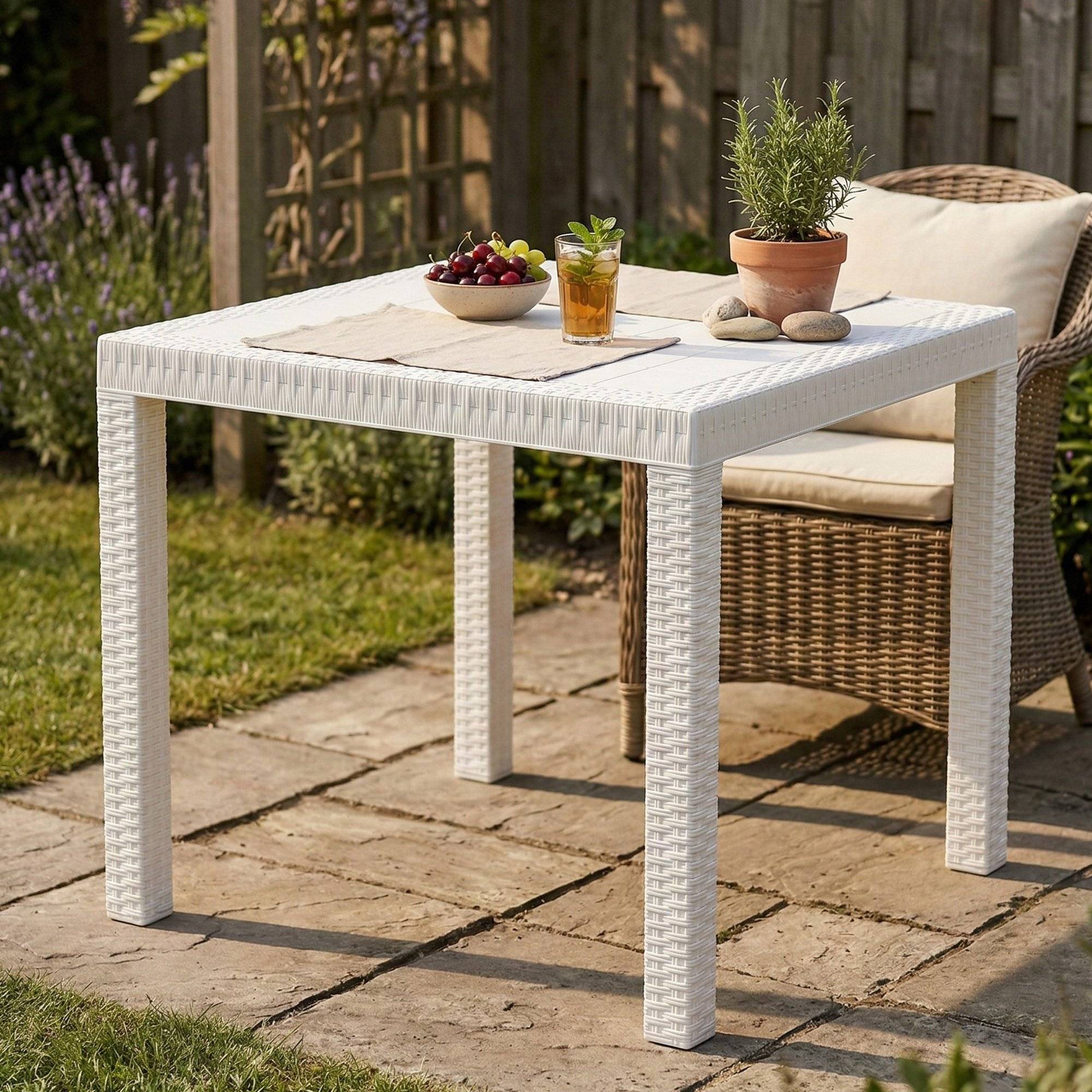 Dmora - Table d'extérieur Marte, Base pique-nique, Table de jardin, Table d'extérieur polyvalent, Made in Italy, 80x80 h74 cm, Blanc - Imagen 2