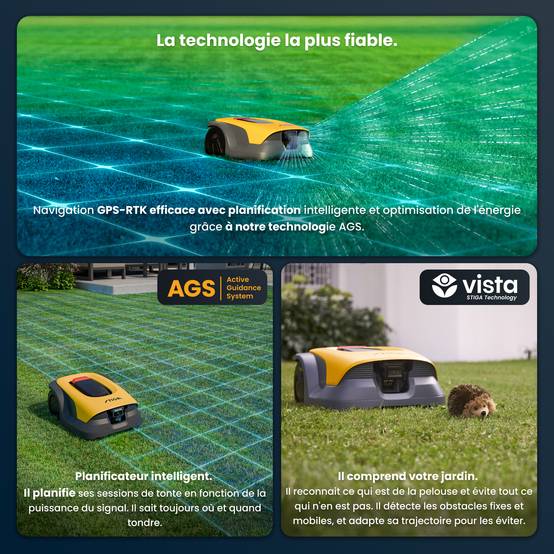 Stiga - Robot Tondeuse Sans Fil A 25V, 25,2 V, 18 cm, 5 Ah, GPS-RTK, Caméra IA, jusqu'à 2 500 m² - STIGA - Image 7
