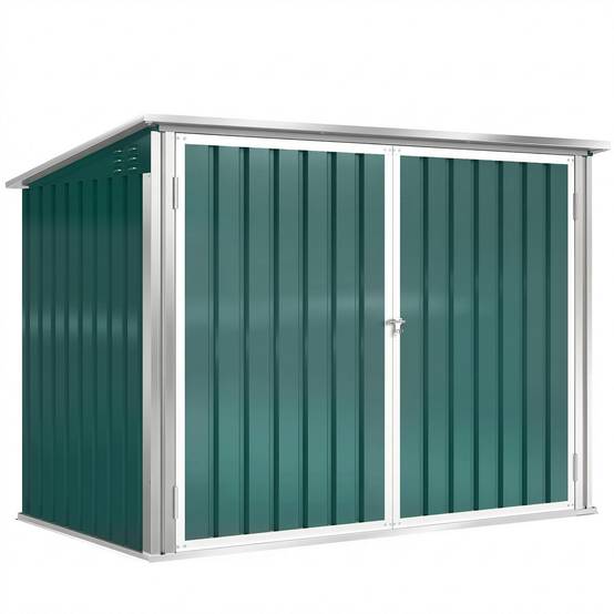 Cache-poubelles double acier galvanisé extérieur rangement bacs 180x108x130cm vert - ComfortXL Outdoor Living - Image 2