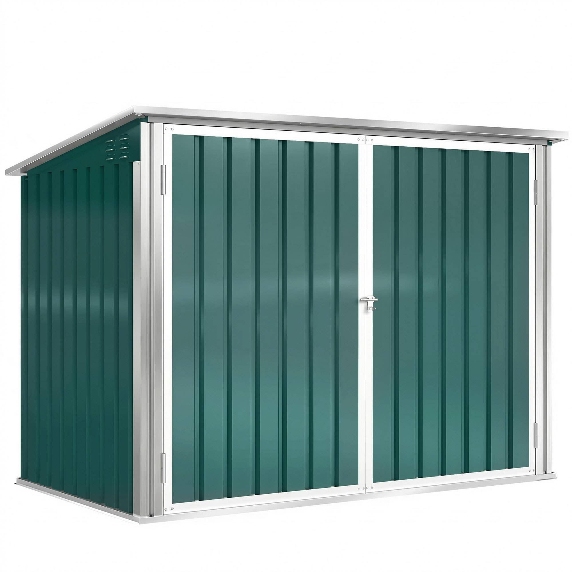 Cache-poubelles double acier galvanisé extérieur rangement bacs 180x108x130cm vert - ComfortXL Outdoor Living - Image 2