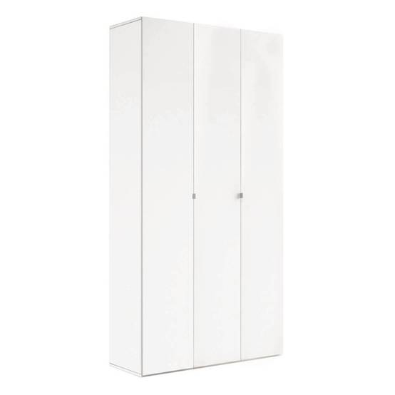 Armoire à chaussures 3 portes 12 étagères laqué blanc - MAHELINE - Image 1