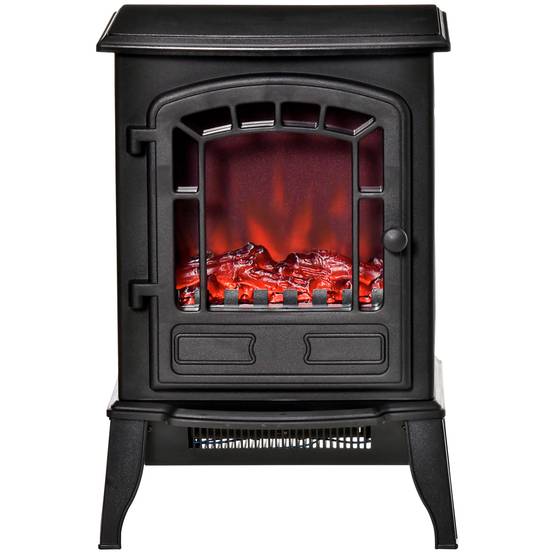 Cheminée électrique 1000/2000 W, effet flamme, température réglable, protection surchauffe, 20-25 m², 39 x 24 x 56,5 cm, noire - Image 2