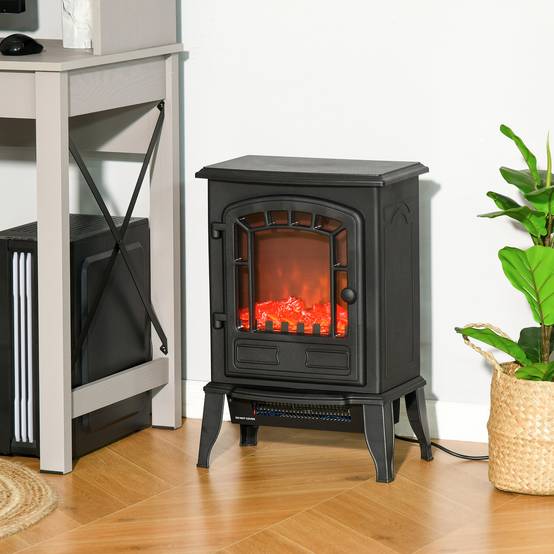Cheminée électrique 1000/2000 W, effet flamme, température réglable, protection surchauffe, 20-25 m², 39 x 24 x 56,5 cm, noire - Image 8