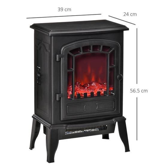 Cheminée électrique 1000/2000 W, effet flamme, température réglable, protection surchauffe, 20-25 m², 39 x 24 x 56,5 cm, noire - Image 4