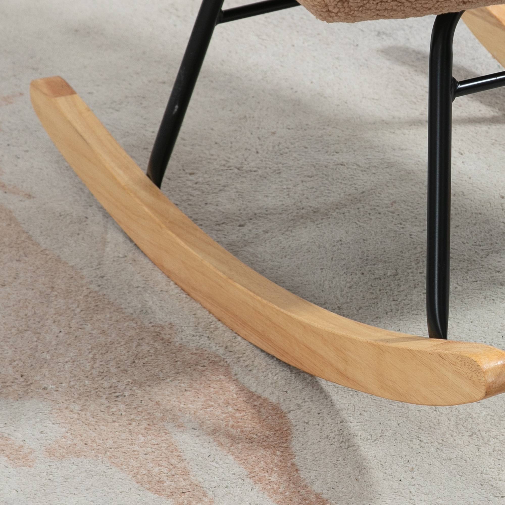 Sans Marque - Fauteuil à bascule rocking chair revêtement effet laine bouclée, structure en acier 71 x 98 x 101 cm marron - Image 10