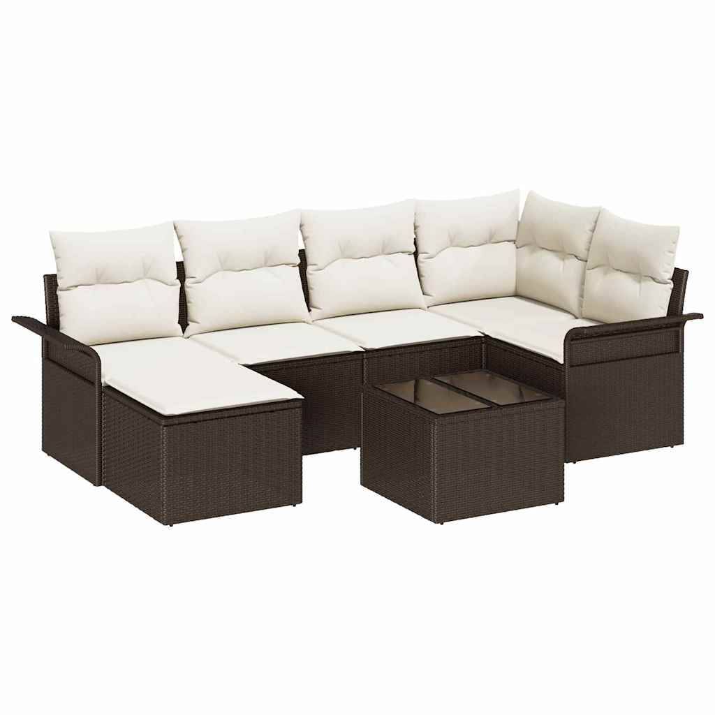 ComfortXL - Salon de jardin repas 7 pcs polyrotin avec table à hauteur réglable et rangement pour jardin Marron – ComfortXL Outdoor Living - Image 2