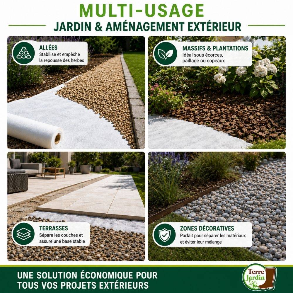 Rouleau géotextile 10 mètres 150g/m2 - TERRE JARDIN Unité - Image 7
