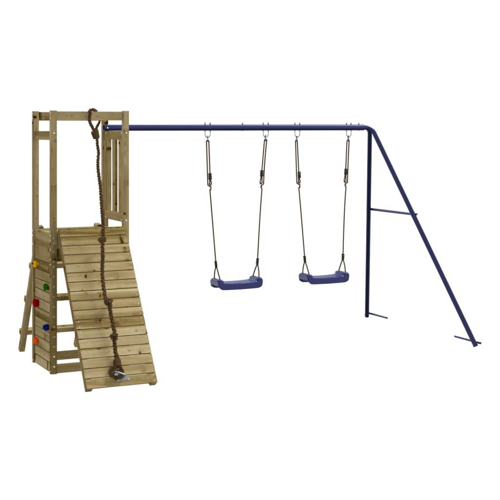 Helloshop26 - Aire de jeux d'extérieur balançoires toboggan portiques robuste jeux jardin 308 x 184 x 169 cm bois de pin imprégné - Imagen 1