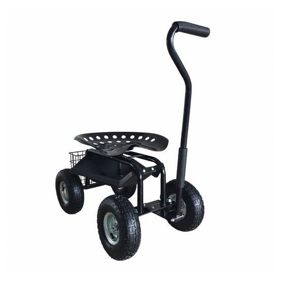 Siège Roulant de Jardin Noir AG22 - Confort et Praticité en Plein Air - Image 1