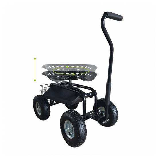 Siège Roulant de Jardin Noir AG22 - Confort et Praticité en Plein Air - Image 2