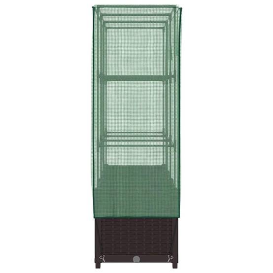 Jardinière surélevée en PP marron avec housse PE verte 120 x 40 x 138 cm - PANGIVO - Image 5