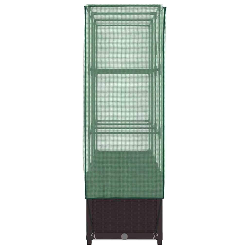 Jardinière surélevée en PP marron avec housse PE verte 120 x 40 x 138 cm - PANGIVO - Image 5