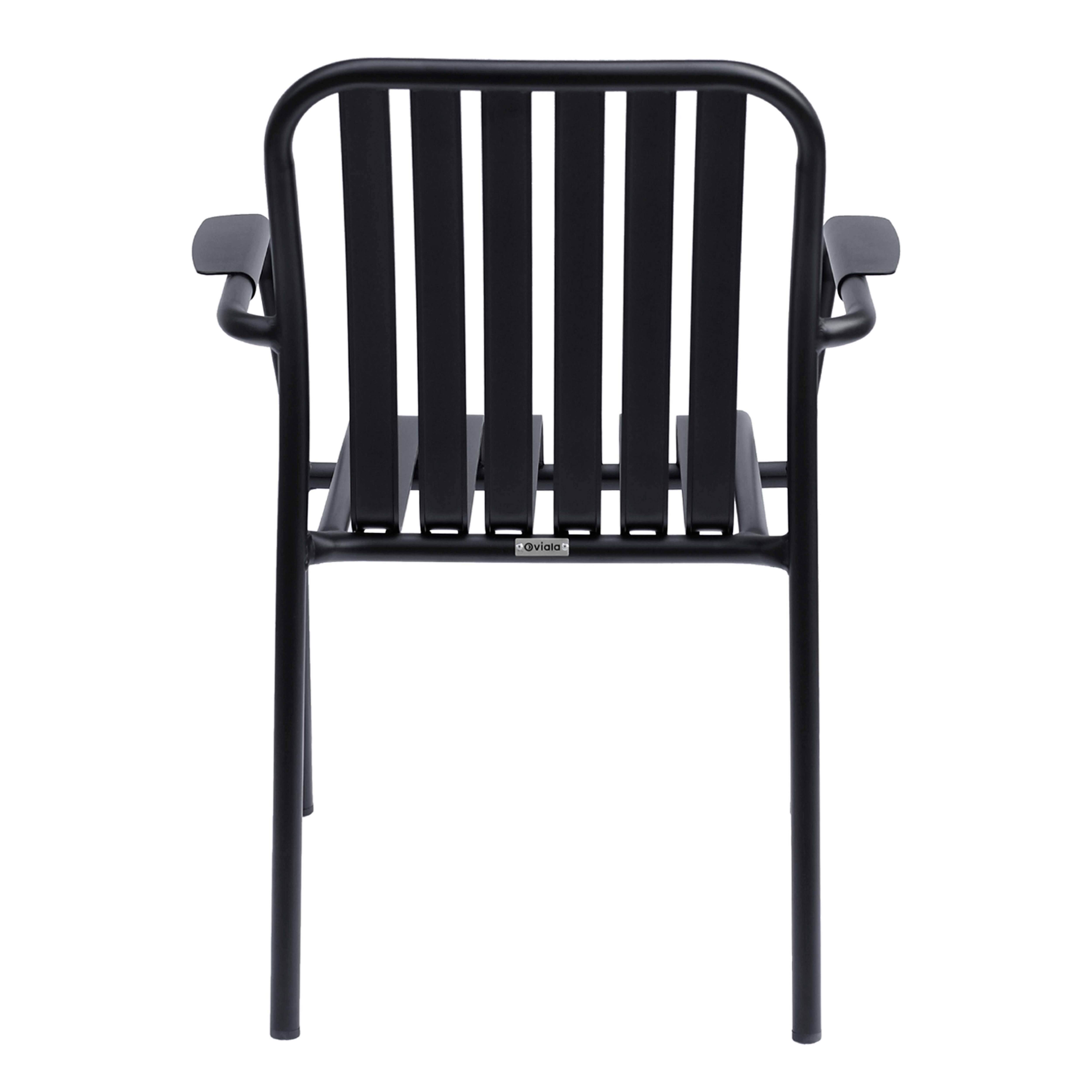 Oviala - Chaise de terrasse avec accoudoirs en aluminium noire Faro - Oviala - Image 5