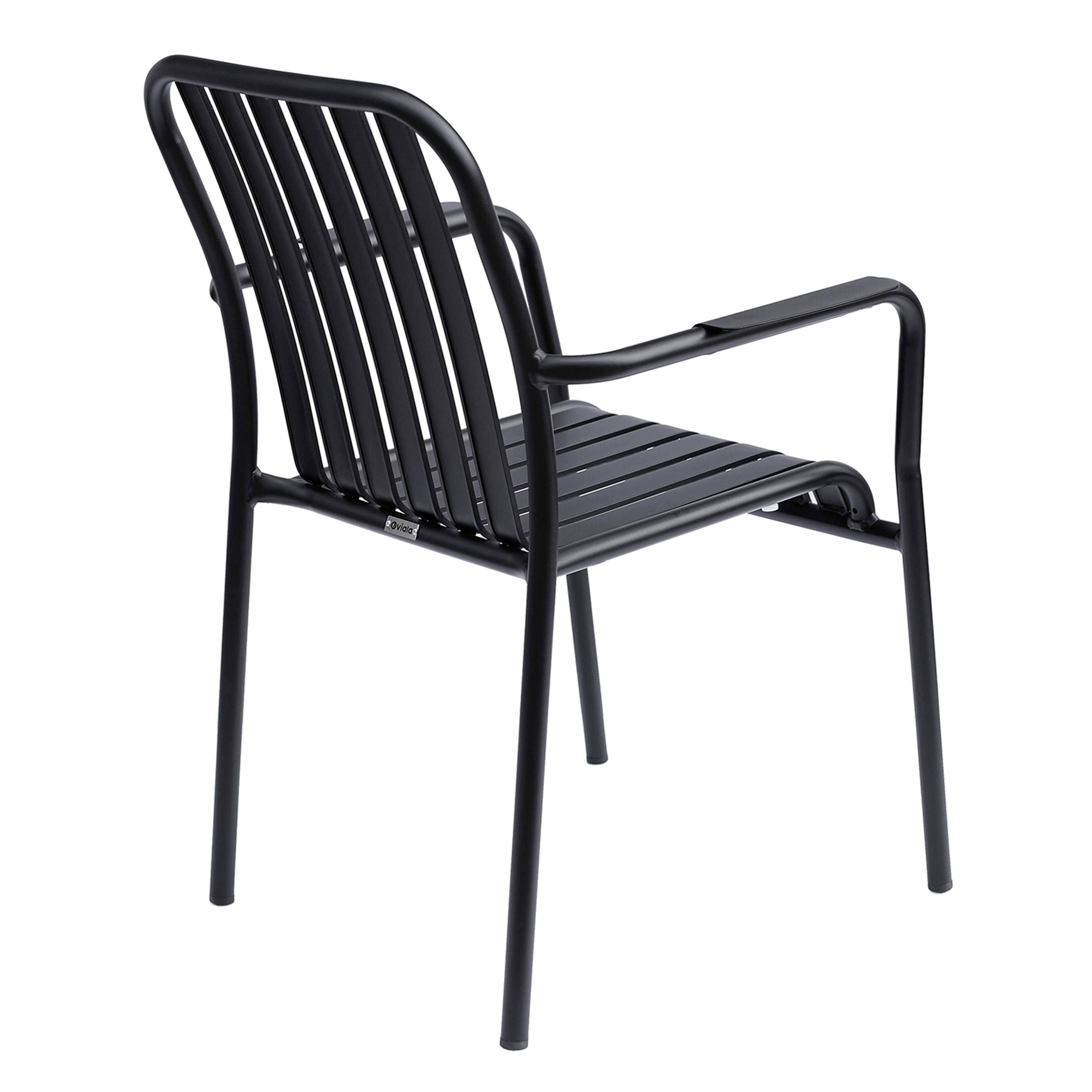 Oviala - Chaise de terrasse avec accoudoirs en aluminium noire Faro - Oviala - Image 4