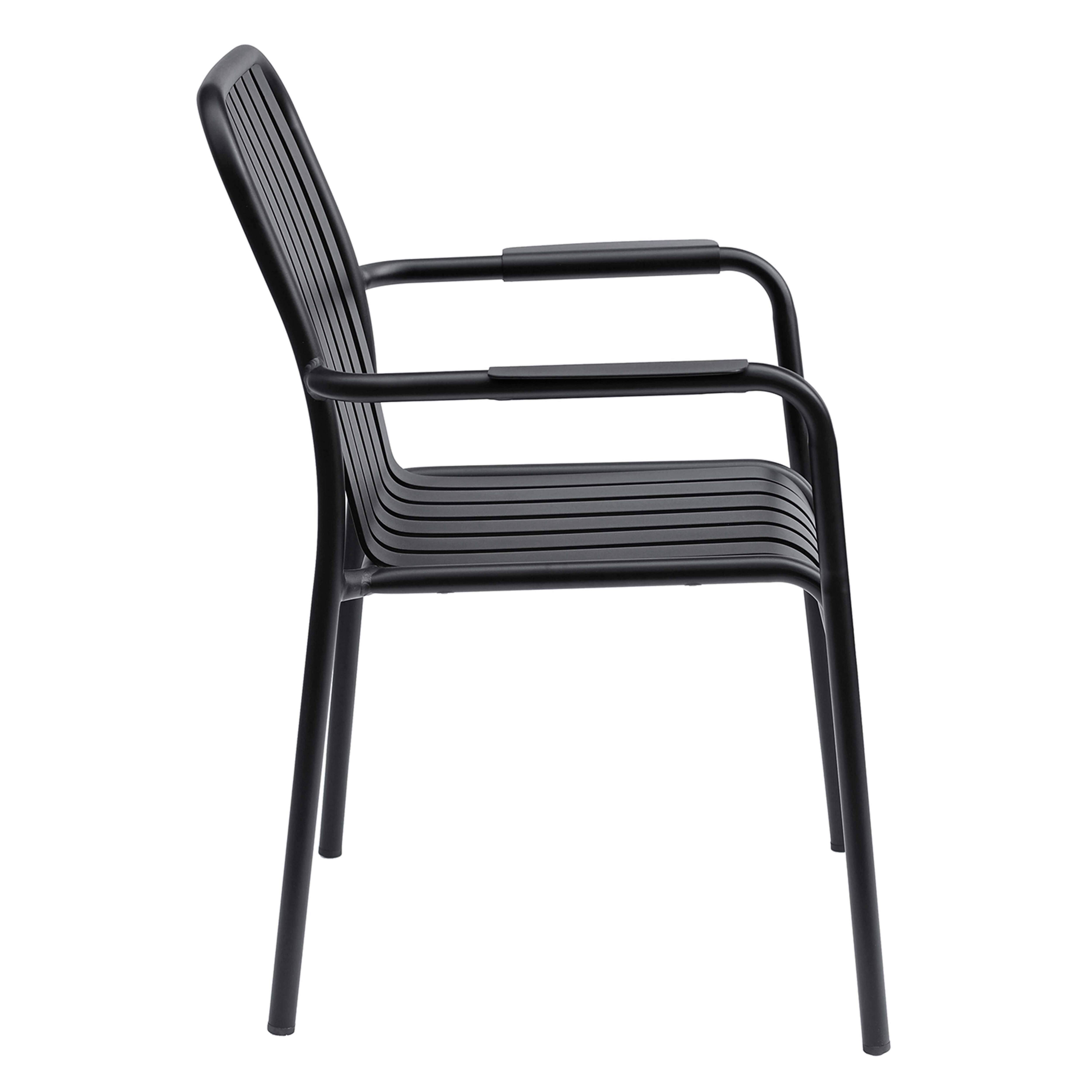 Oviala - Chaise de terrasse avec accoudoirs en aluminium noire Faro - Oviala - Image 3