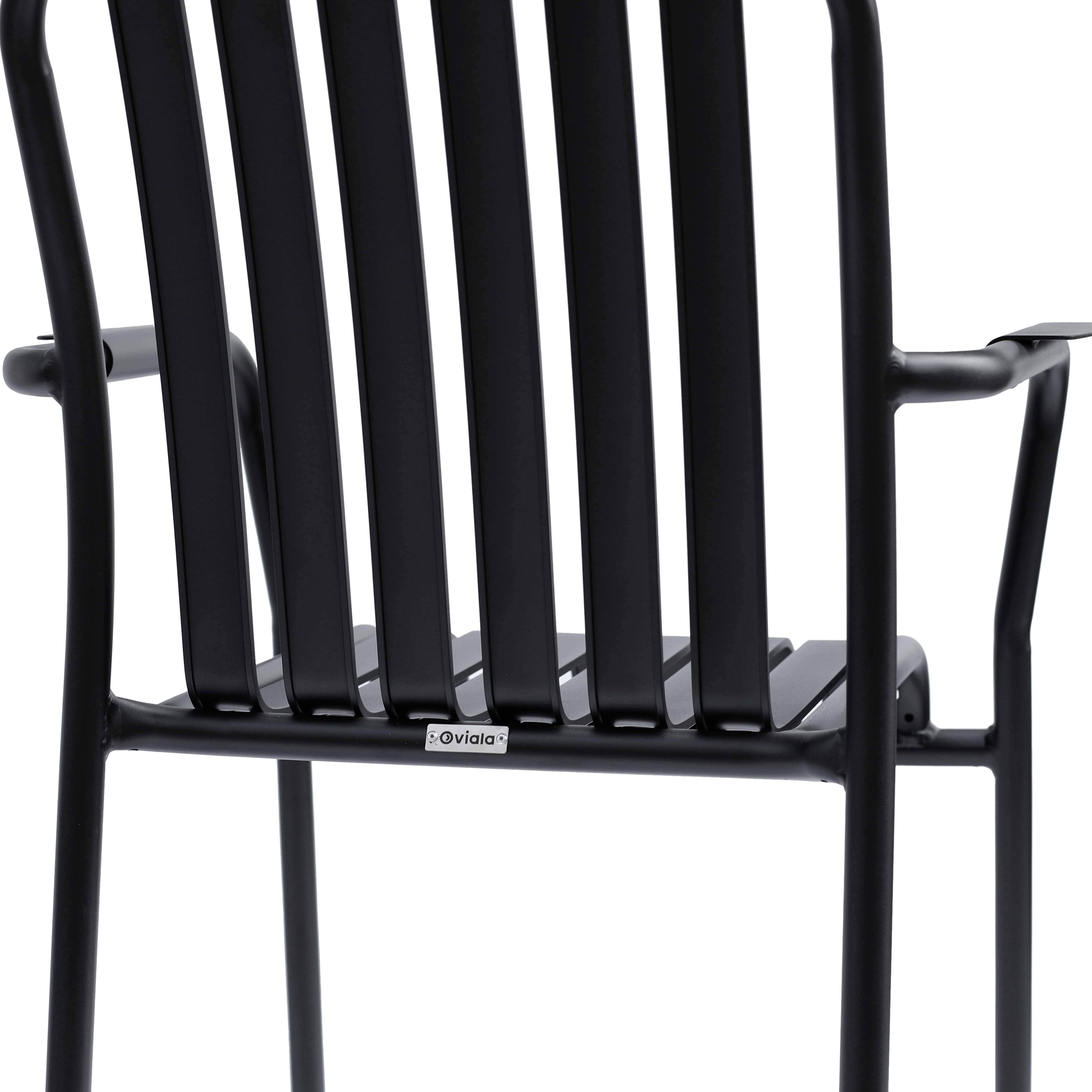 Oviala - Chaise de terrasse avec accoudoirs en aluminium noire Faro - Oviala - Image 6