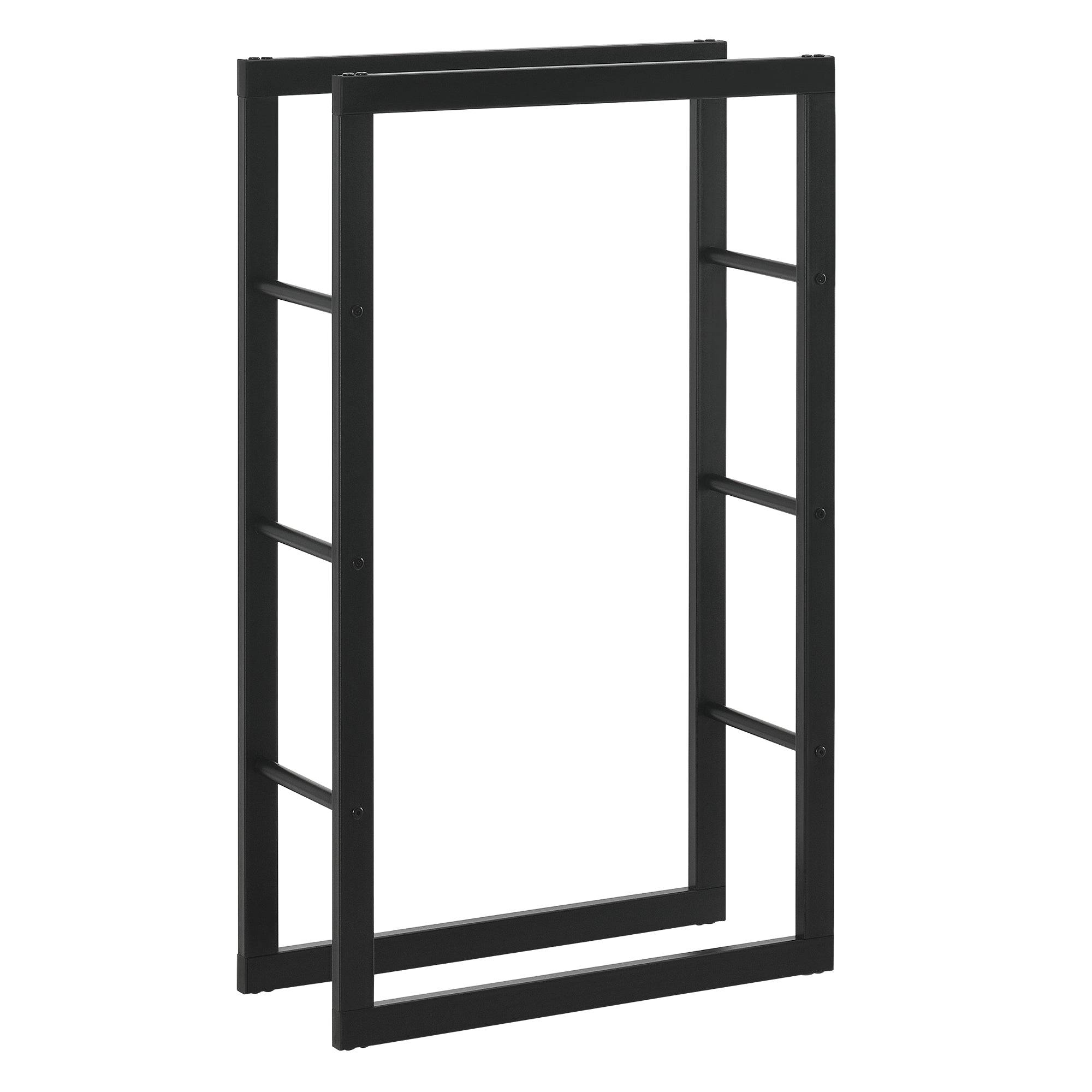 Helloshop26 - Porte-bûches robuste range-bûches solide support pour bois de chauffage rangement efficace pour intérieur extérieur acier laqué 60 x 100 x 25 cm noir - Imagen 1