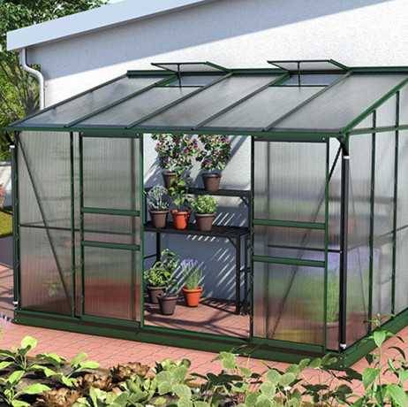 Vitavia - Serre adossée IDA 6500 - 6,50 m² polycarbonate avec porte coulissante et lucarnes, Couleur Vert, Polycarbonate 4 mm - Image 2