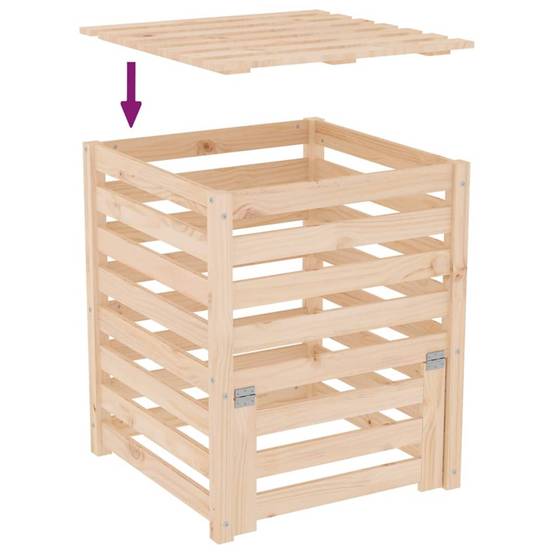 Composteur de jardin bois de pin massif 310L recyclage déchets organique Brun – ComfortXL Outdoor Living - Image 8