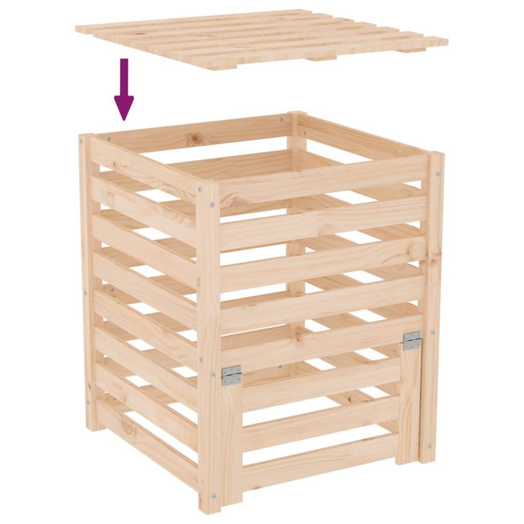 Composteur de jardin bois de pin massif 310L recyclage déchets organique Brun – ComfortXL Outdoor Living - Image 8