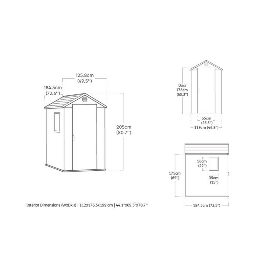 Keter - Abri jardin en résine DARWIN 46 - 2,2 m² - Gris - Imagen 8