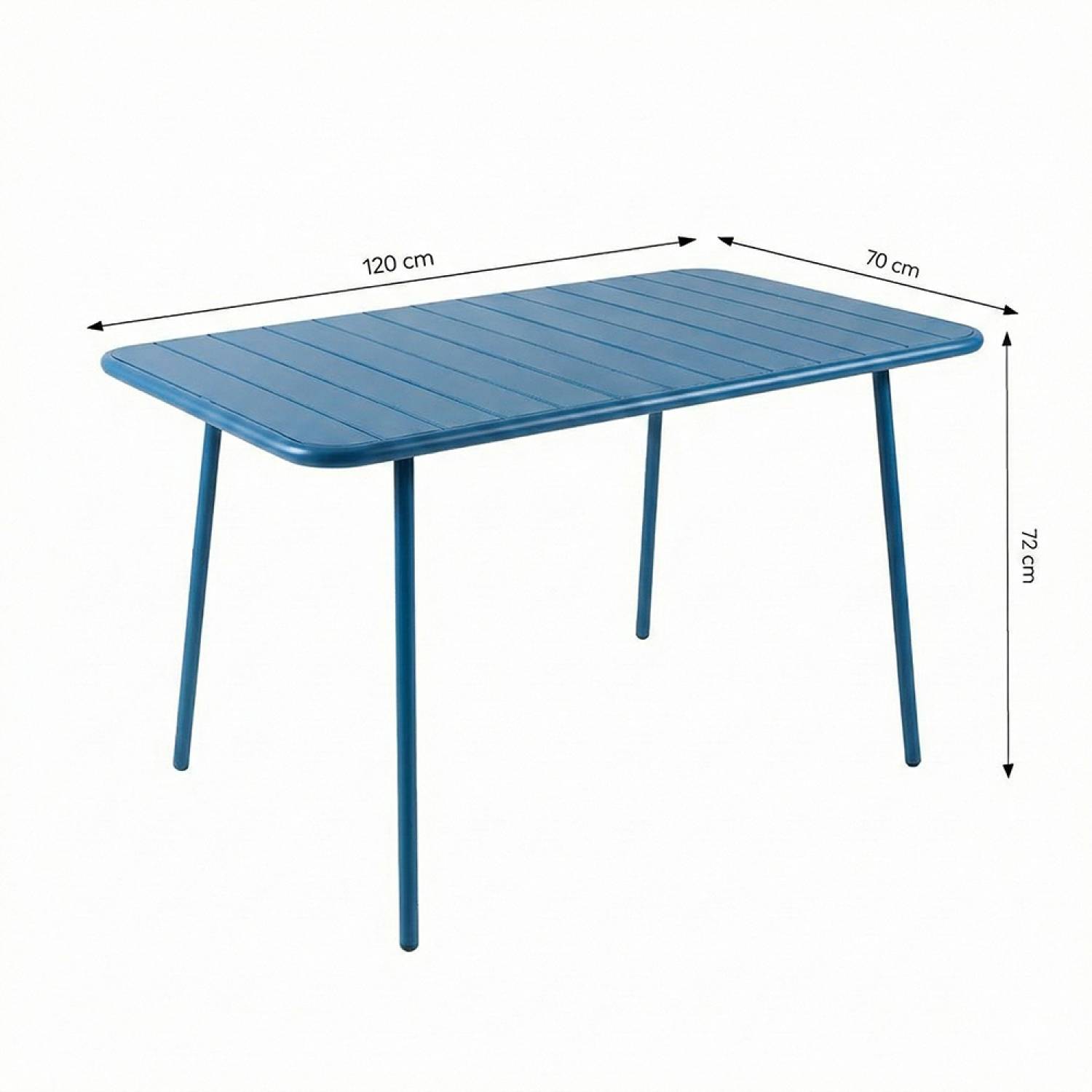 Table de jardin 4 à 6 places 120cm bleu BERGAME - Image 3