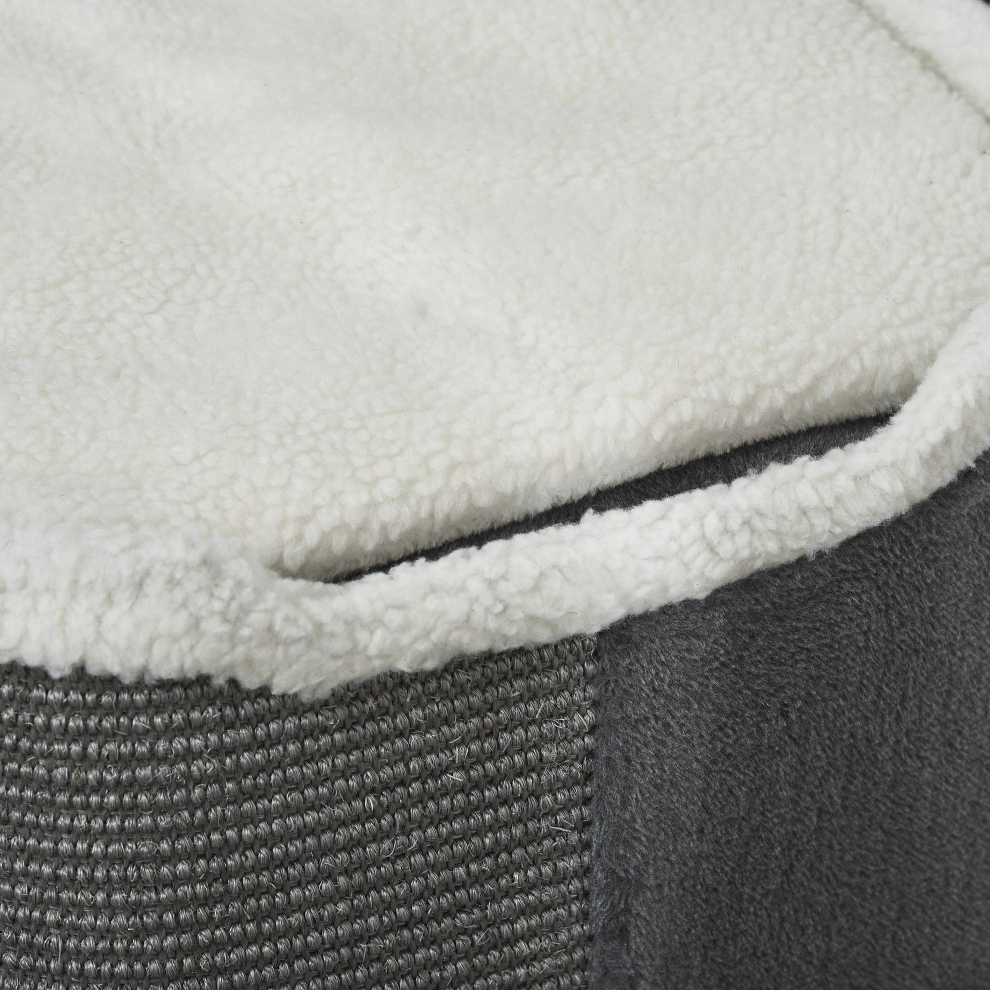 Tonneau Griffoir pour Chat 2 Niveaux Double Niche en Sisal et Peluche Gris 40x40x74 cm - ComfortXL Outdoor Living - Image 10