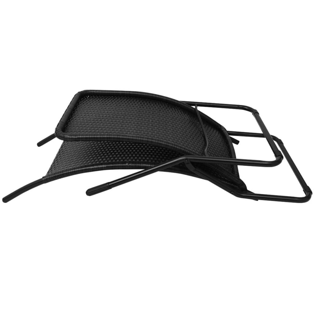 Helloshop26 - Transat chaise longue bain de soleil lit de jardin terrasse meuble d'extérieur pliante rotin synthétique noir - Imagen 4