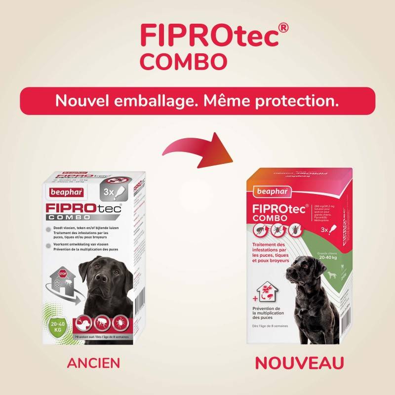 FIPROTEC COMBO CHIEN M (10-20 KG) - BEAPHAR 3 pipettes - Image 2