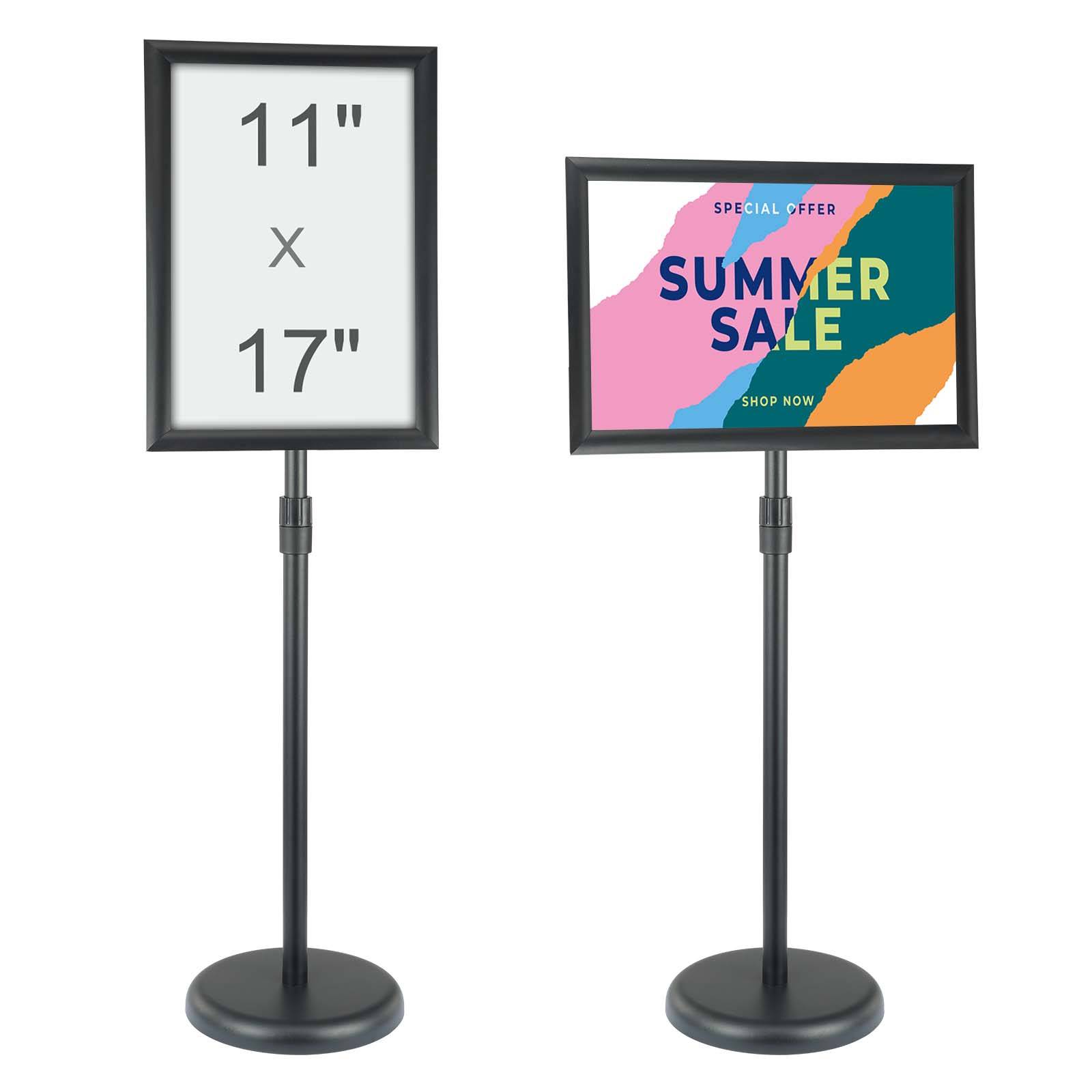 VEVOR Porte-affiche 420x297 mm, rotation 360°, hauteur réglable 850-1357 mm. Alu, base lestée, PVC, pour menu.