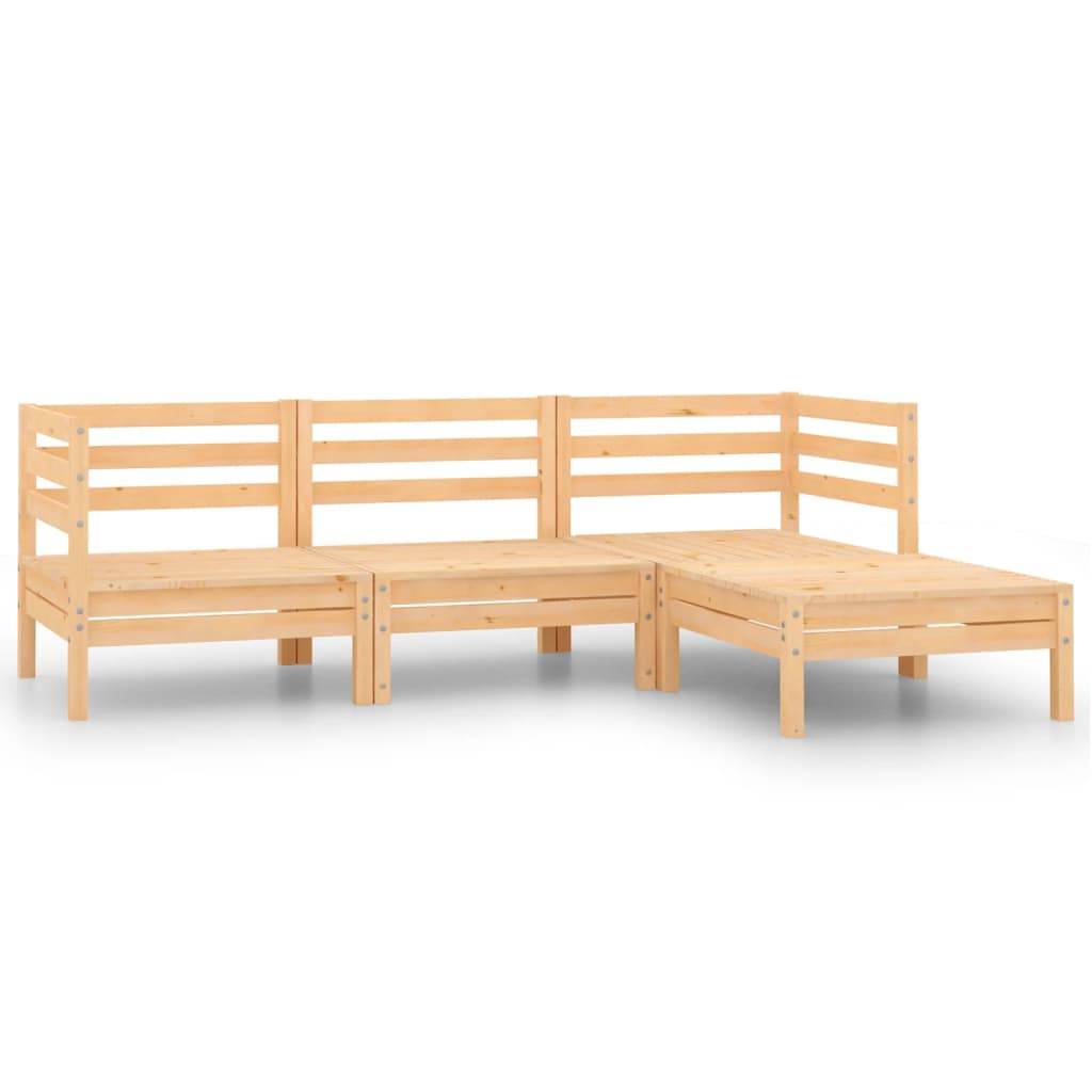 Helloshop26 - Salon de jardin meuble d'extérieur ensemble de mobilier 4 pièces bois de pin massif - Imagen 1