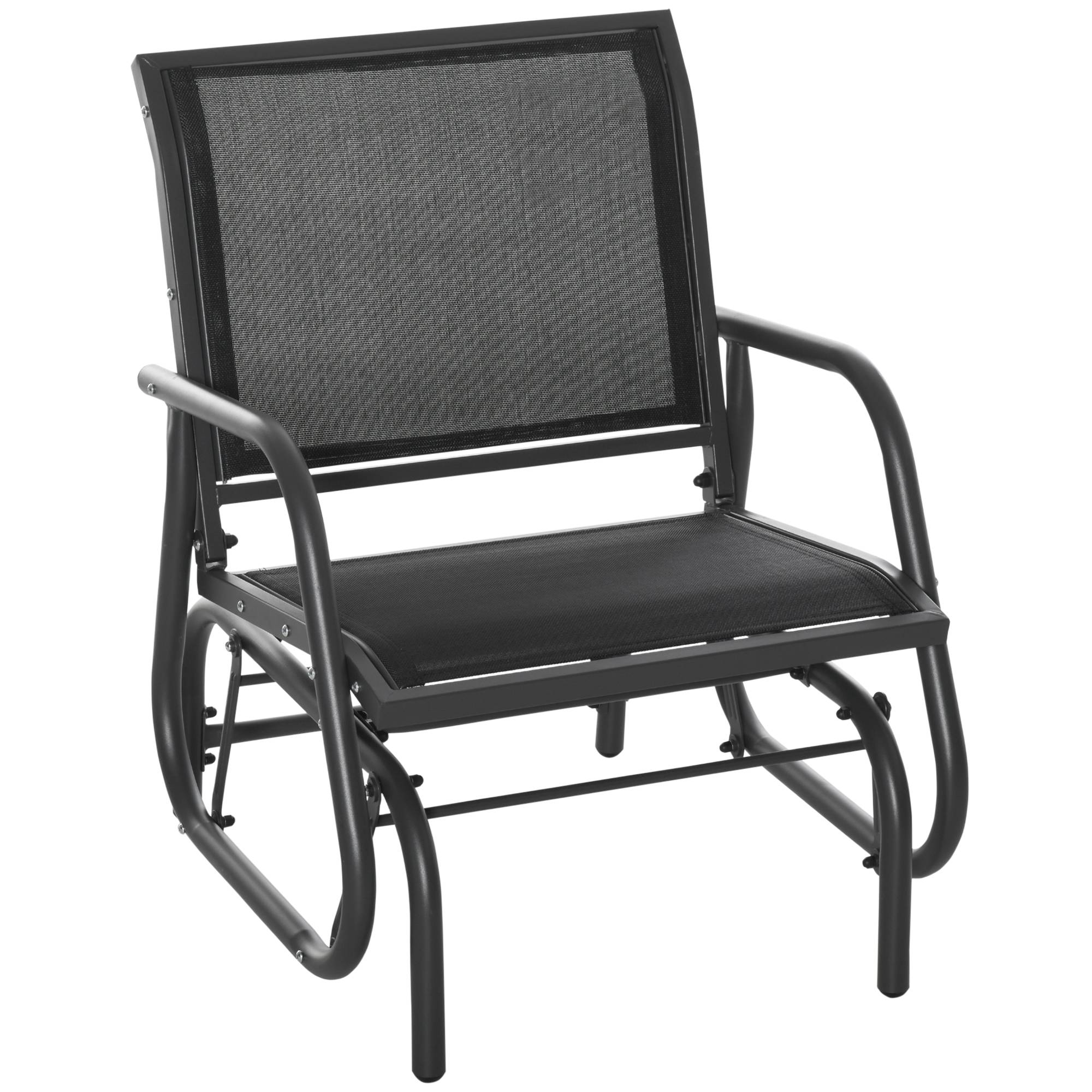 Fauteuil à bascule métal jardin balcon assise ergonomique 70x66x85cm noir - ComfortXL Outdoor Living - Image 1