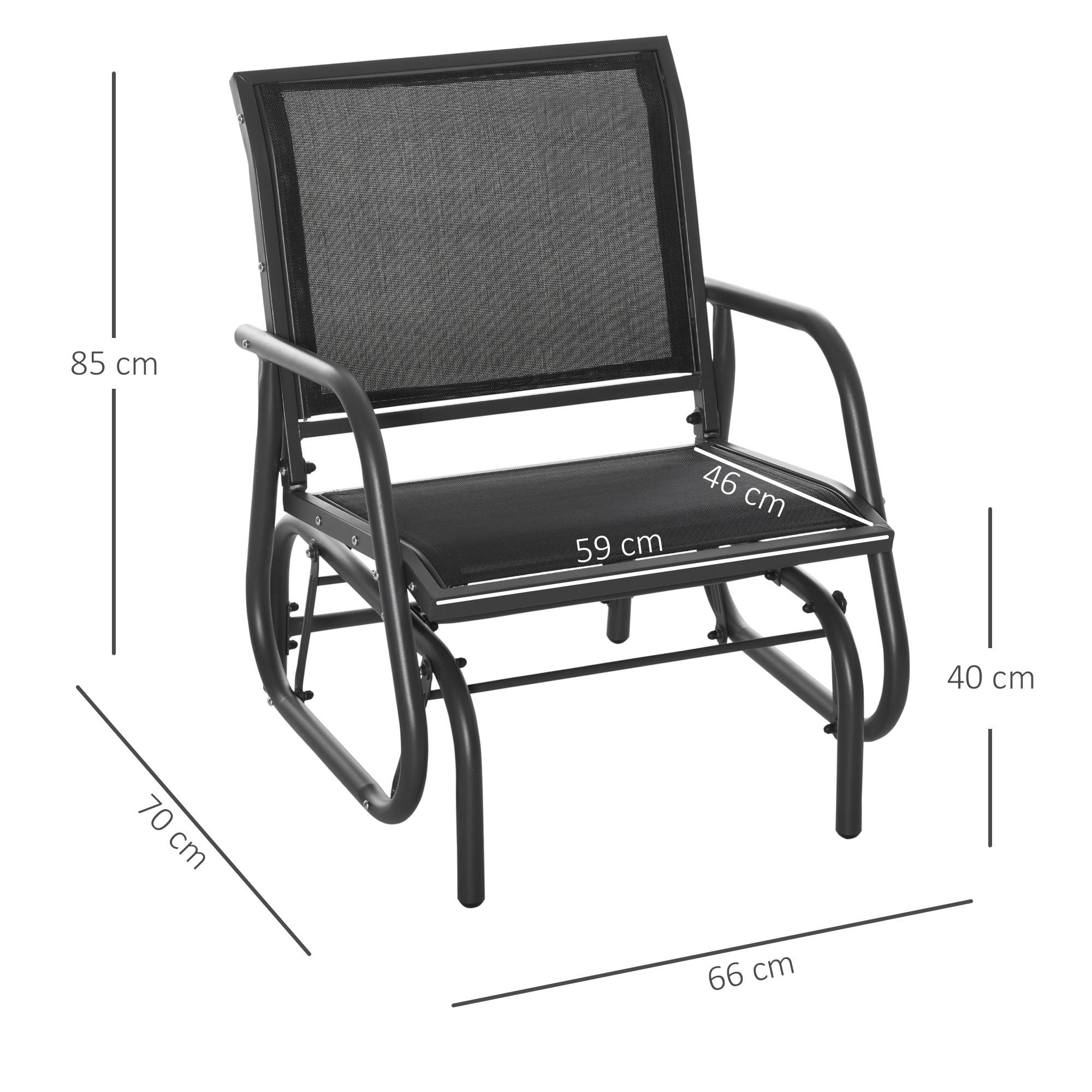 Fauteuil à bascule métal jardin balcon assise ergonomique 70x66x85cm noir - ComfortXL Outdoor Living - Image 5