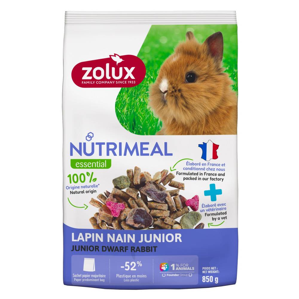 Zolux - Alimento compuesto para conejo enano junior de menos de 6 meses 850 g - Imagen 1