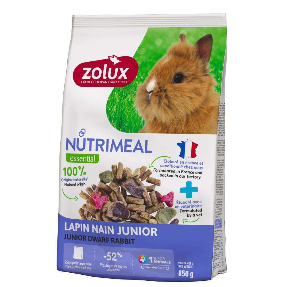 Zolux - Alimento compuesto para conejo enano junior de menos de 6 meses 850 g - Imagen 2