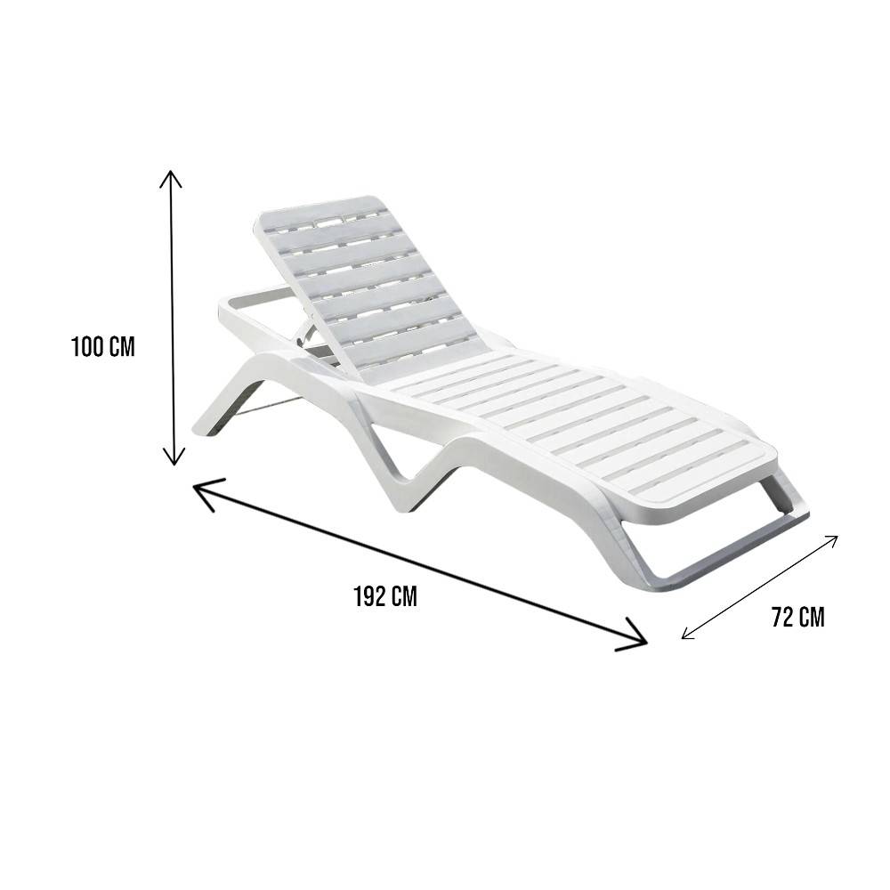 Dmora - Bains de soleil Dcoppol, Chaise longue de jardin réglable, Chaise longue d'extérieur, 100% Made in Italy, 192x72h100 cm, Blanc - Dmora - Imagen 3