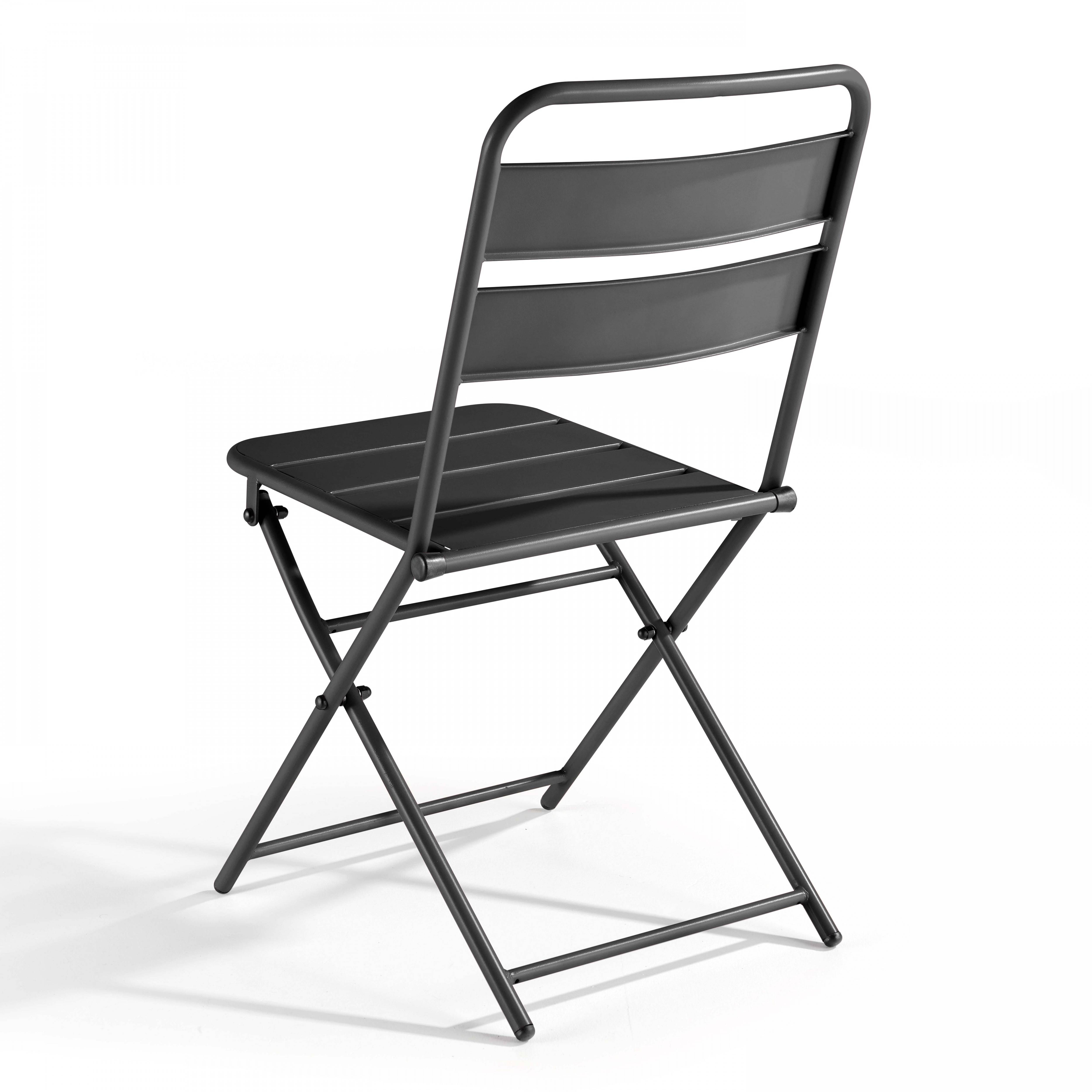 Oviala - Lot de 2 chaises de jardin pliantes en métal gris Palavas - Oviala - Imagen 5