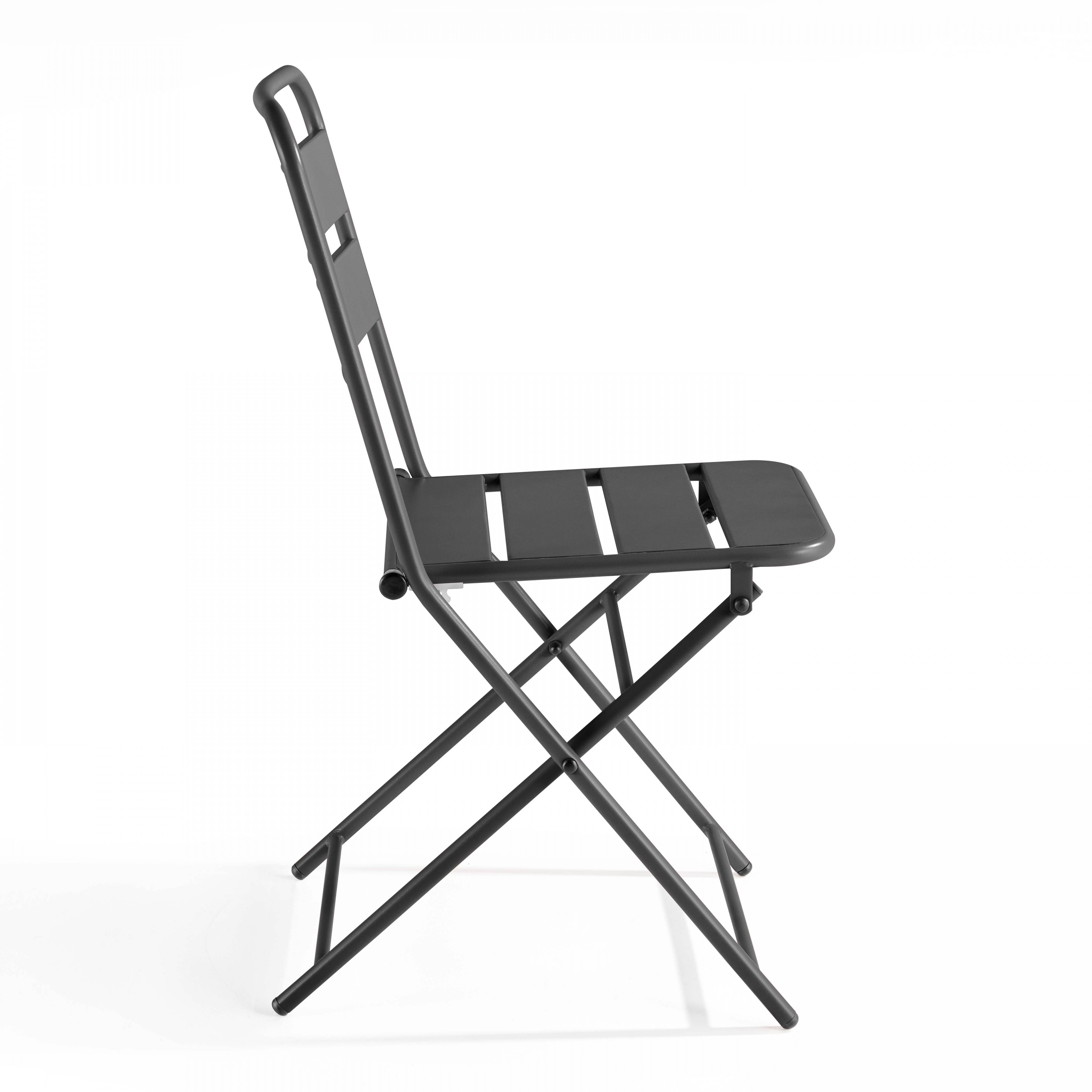 Oviala - Lot de 2 chaises de jardin pliantes en métal gris Palavas - Oviala - Imagen 6