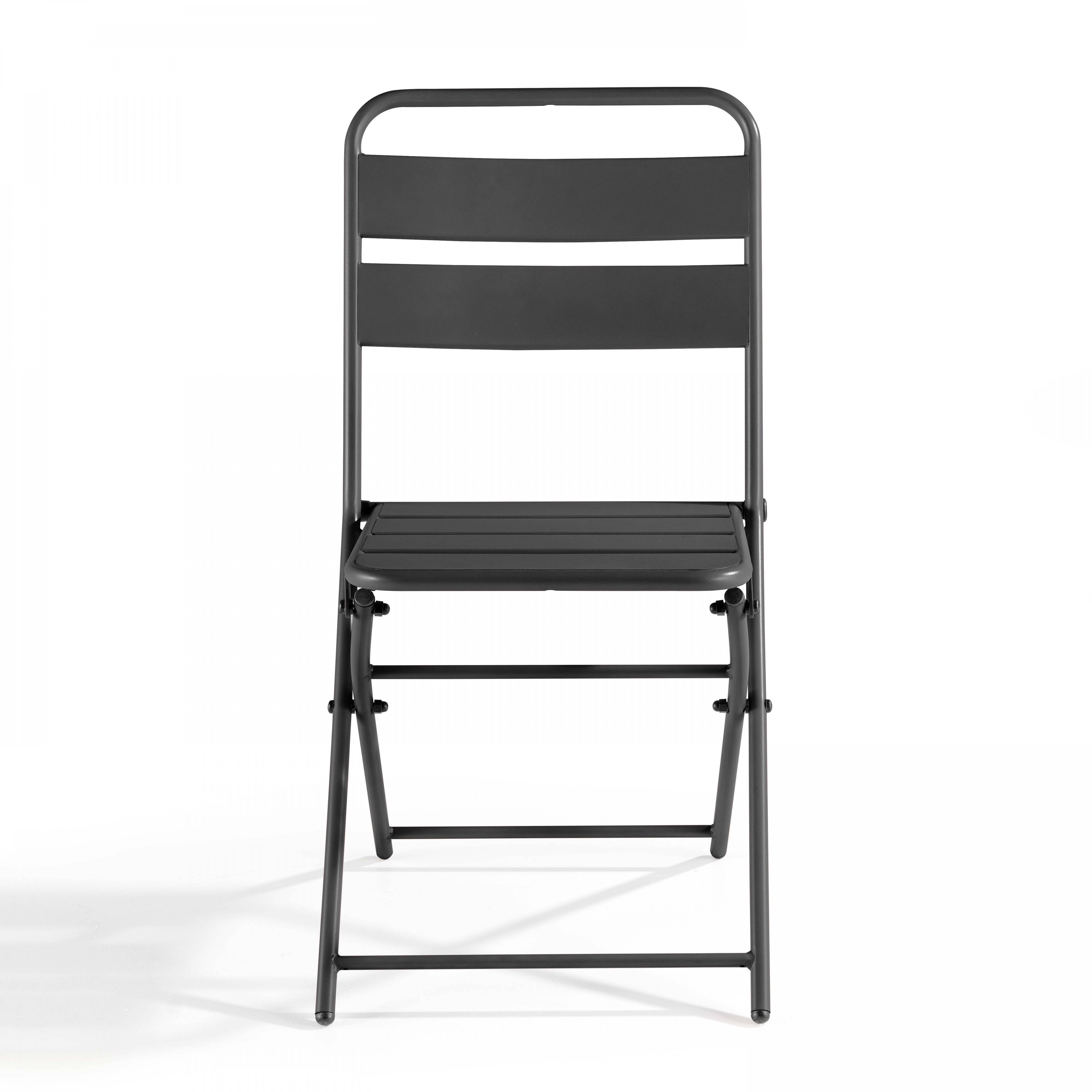 Oviala - Lot de 2 chaises de jardin pliantes en métal gris Palavas - Oviala - Imagen 3