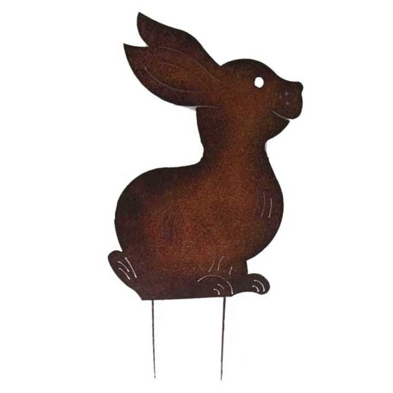 Fleur - Lapin souriant en métal - Déco jardin 39cm - Fleur